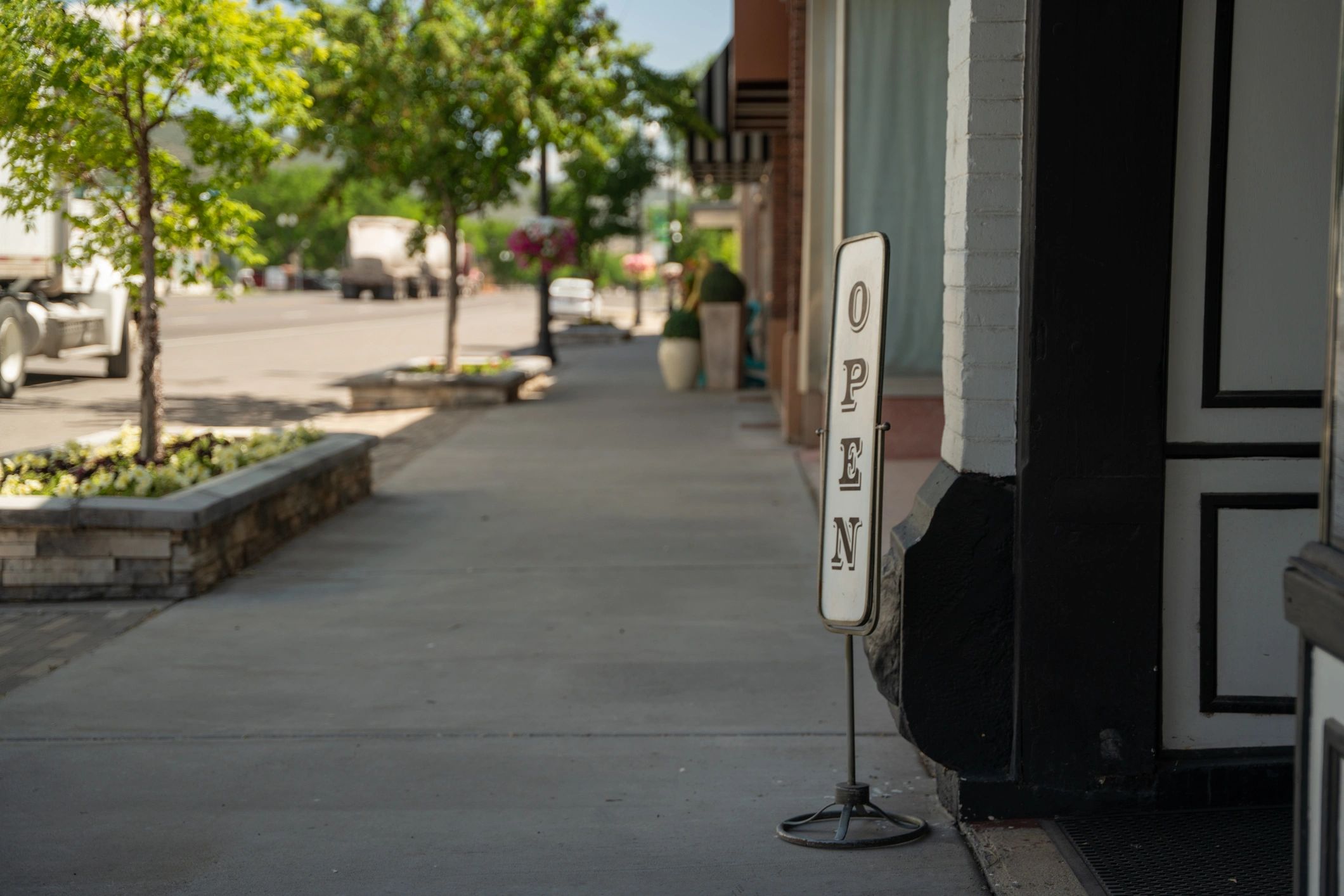 Small-town storefront entrance (example of business signage context)